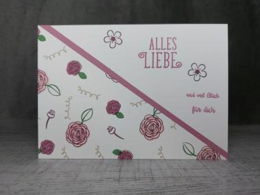 Grußkarte Alles Liebe und viel Glück handgemacht